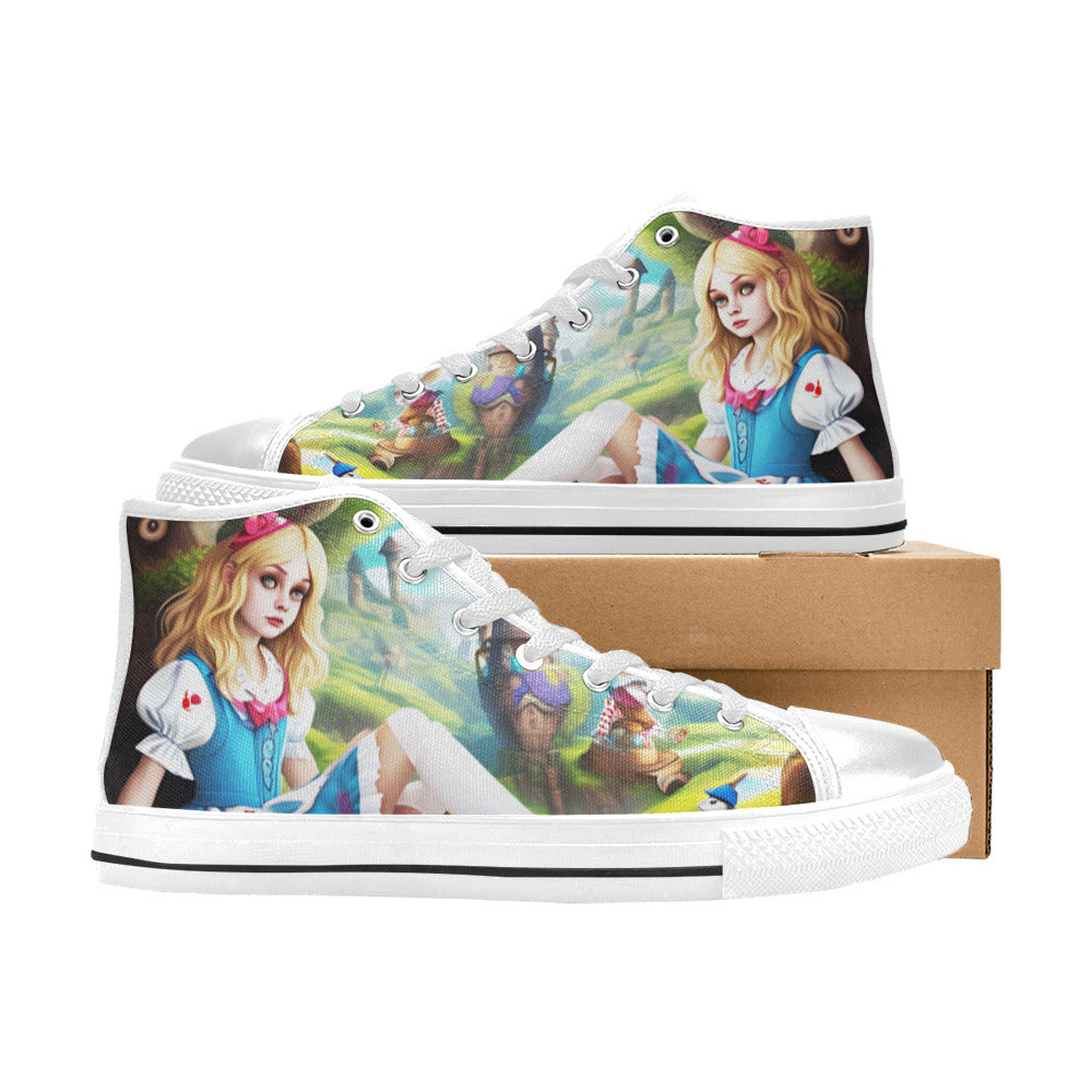 WOMEN'S Acid Creepy Wonderland Psychedelic High Top Canvas Grunge Custom Sneakers