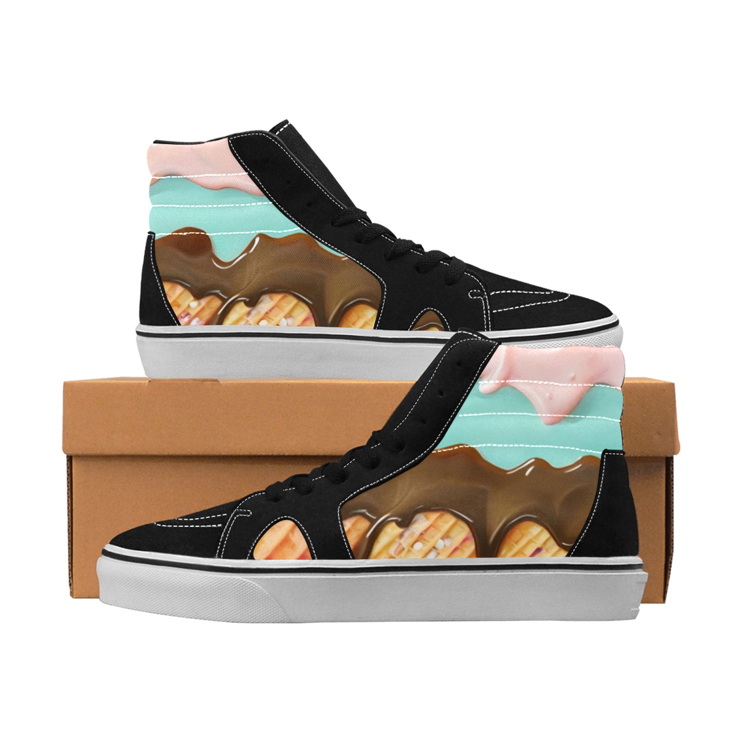 WOMEN'S Ice Cream Art Melting High Top Skateboarding Vibrant Chaos Sneakers