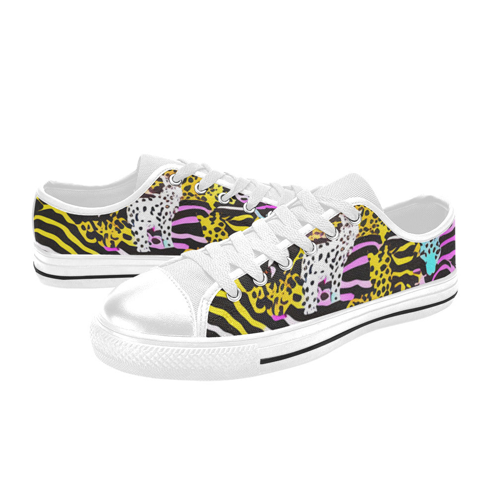 MEN'S Neon Animal Print Canvas Wallpaper Art Custom Sneakers