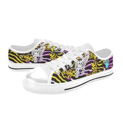 MEN'S Neon Animal Print Canvas Wallpaper Art Custom Sneakers