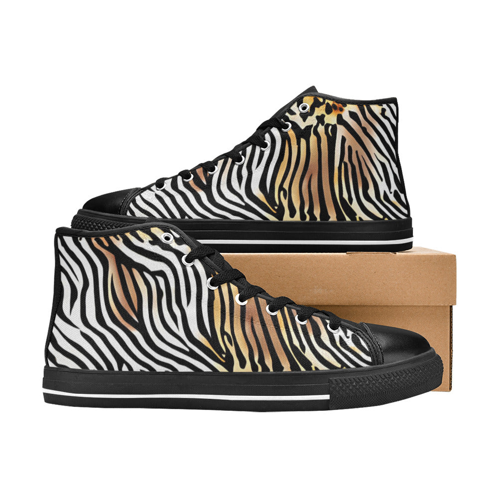 MEN'S Animal Print Art Men’S High Top Canvas Vibrant Chaos Custom Sneakers