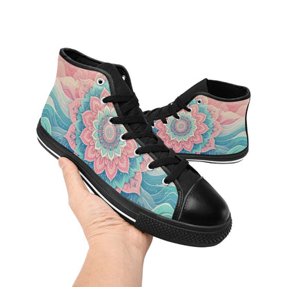 MEN'S Pastel Wave Mandala High Top Canvas Grunge Sneakers