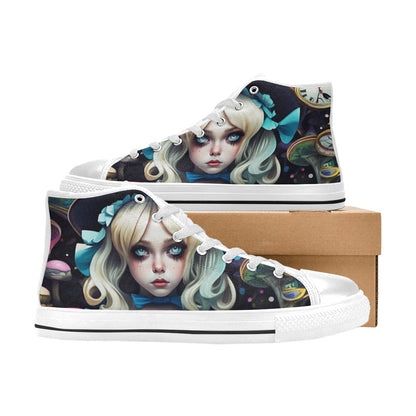 WOMEN'S Creepy Art Trippy Wonderland High Top Canvas Dreamcore Shoes