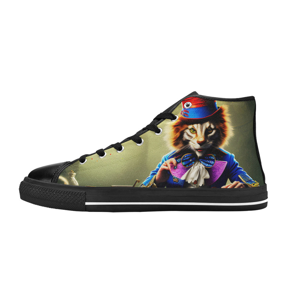 WOMEN'S Chilling Cat High Top Canvas Vibrant Chaos Shoes