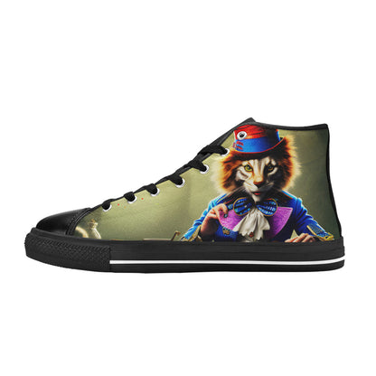 WOMEN'S Chilling Cat High Top Canvas Vibrant Chaos Shoes