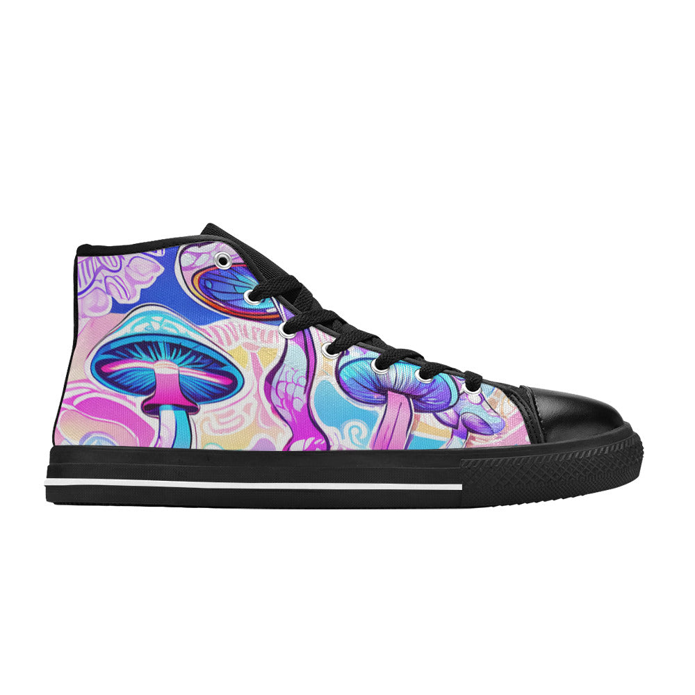 MEN'S Magic Mushrooms Art 4 High Top Canvas Wallpaper Art Shoes