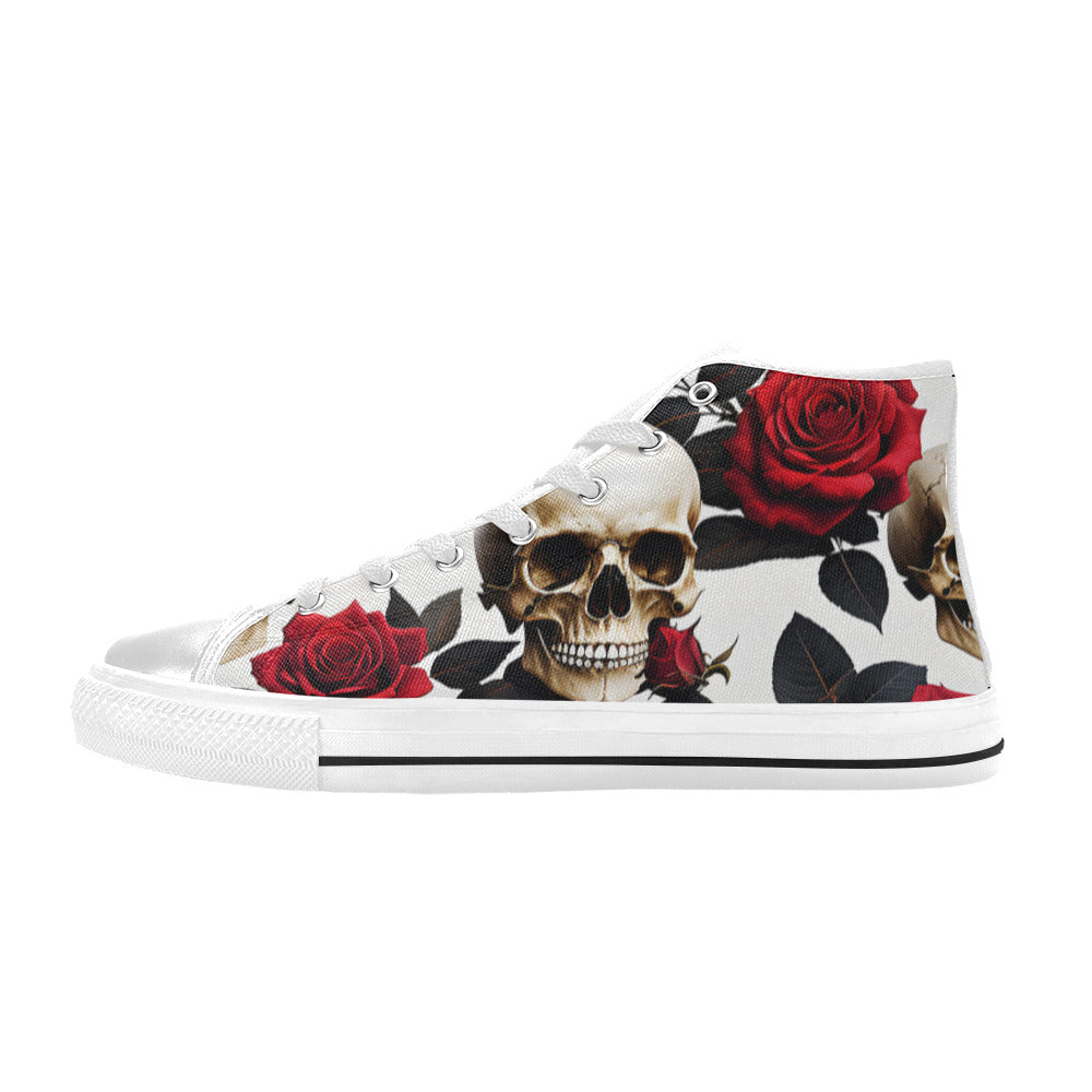 WOMEN'S Skulls Roses Deluxe High Top Canvas Aesthetic Sneakers