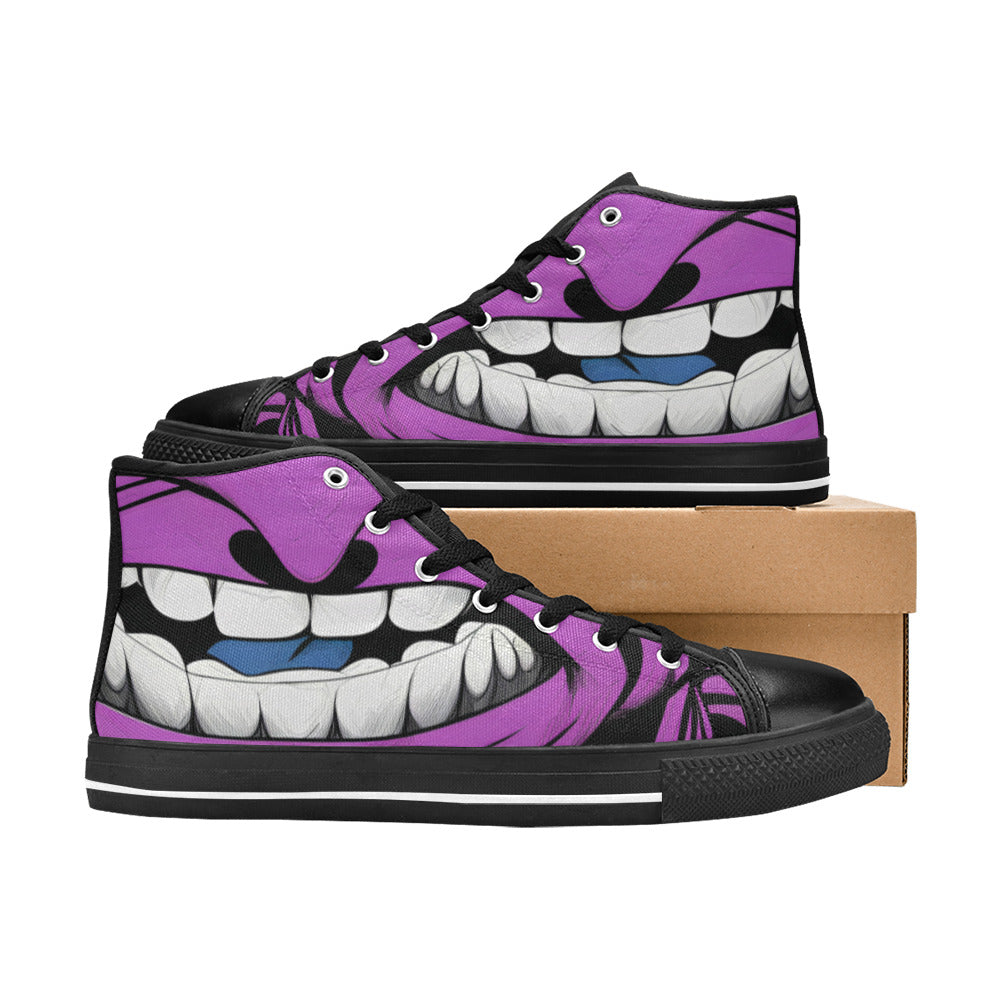 WOMEN'S Cc Grape Attack Art High Top Canvas Vibrant Chaos Sneakers
