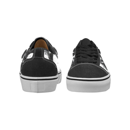 MEN'S Aggressive Comic Skull Black Low Top Skateboarding Aesthetic Custom Sneakers