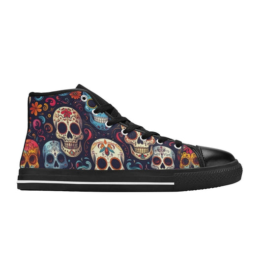 KIDS' Day Of Dead Sugar Skull High Top Canvas Y2K Custom Sneakers
