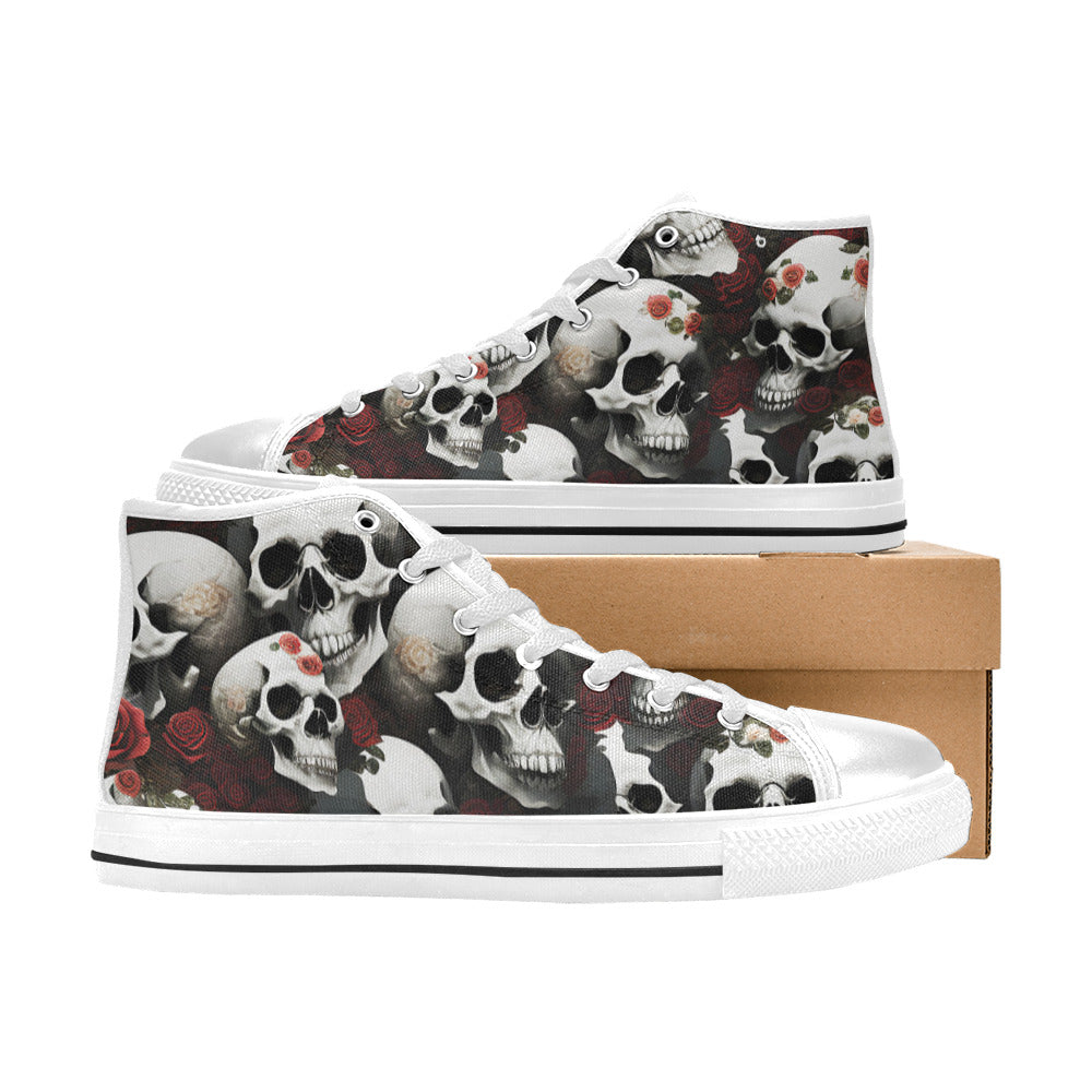 WOMEN'S Rose Skulls Dark 3 High Top Canvas Surreal Sneakers