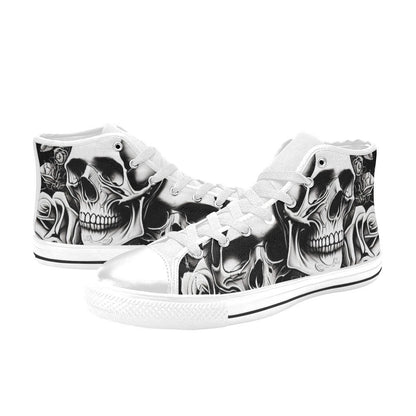 MEN'S Cartoon Style Skulls & Roses High Top Canvas Shoes | Freaky Shoes®