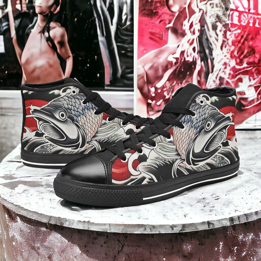 Peacock Silver Blue Unique WOMEN Bold Art - Freaky Shoes | Custom Art Sneakers