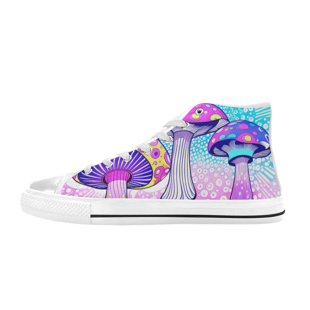 MEN'S Magic Mushrooms Art 2 High Top Canvas Grunge Shoes
