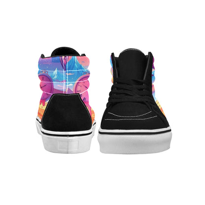 MEN'S Surrealist Dreamscape Pattern, Melting High Top Skateboarding Y2K Custom Sneakers