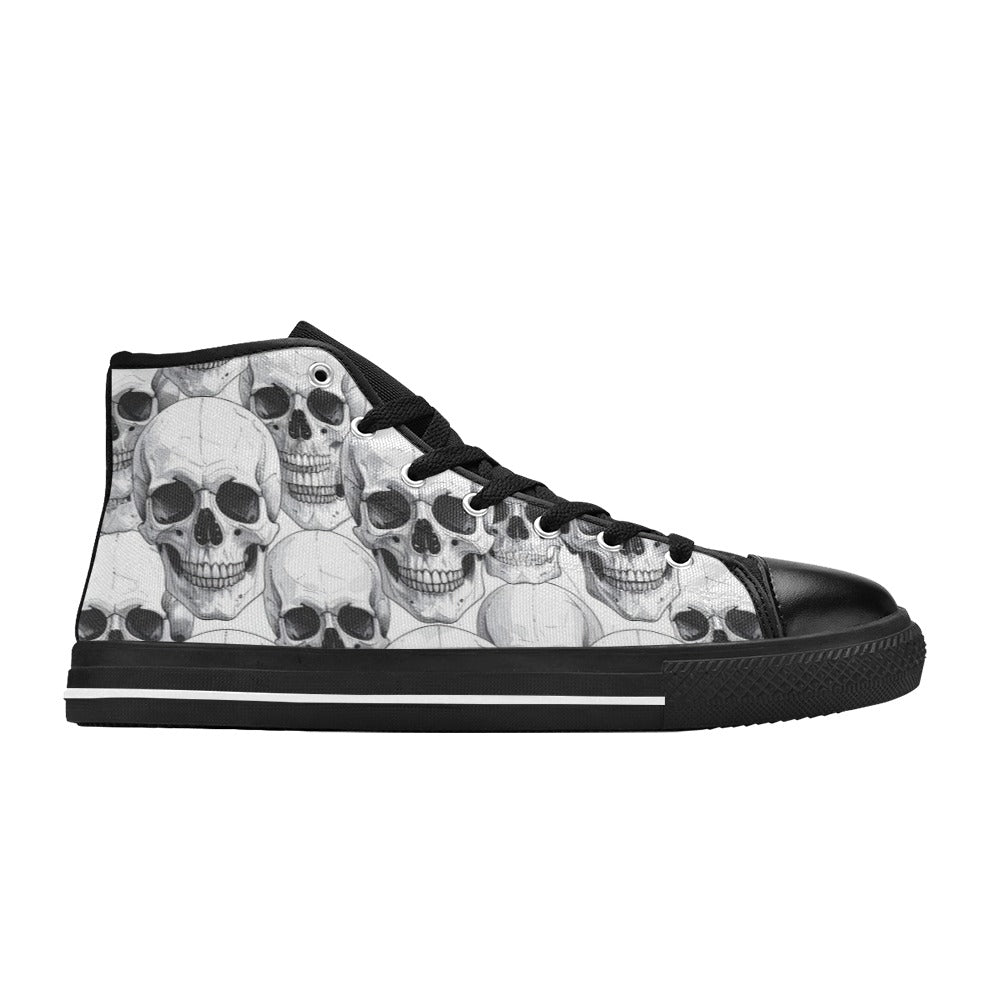 MEN'S Clean Skull Line Art High Top Canvas Dark Academia Custom Sneakers