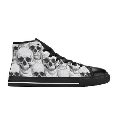 MEN'S Clean Skull Line Art High Top Canvas Dark Academia Custom Sneakers