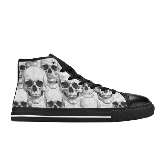 MEN'S Clean Skull Line Art High Top Canvas Dark Academia Custom Sneakers