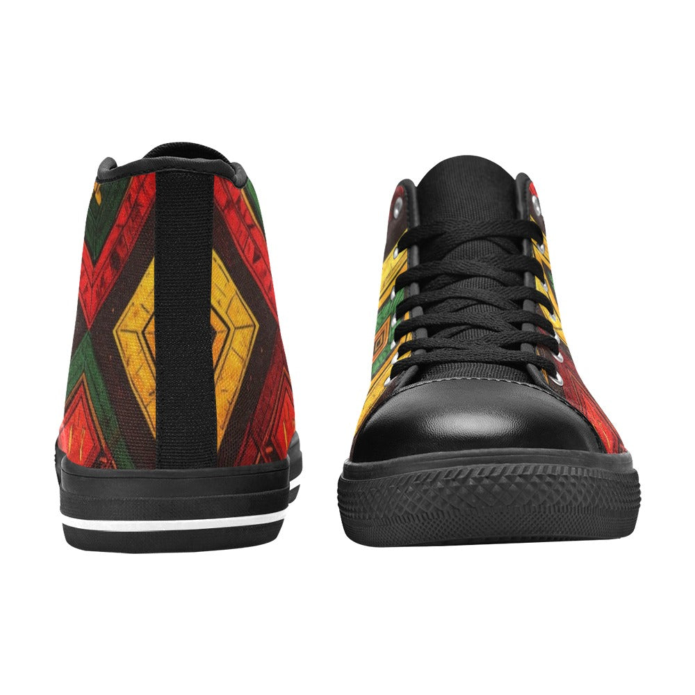 MEN'S African Kente Cloth High Top Canvas Y2K Custom Shoes