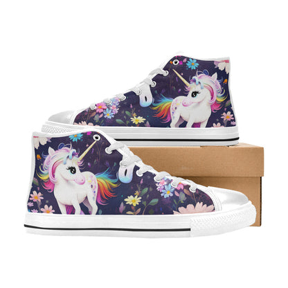 WOMEN'S Unicorns Please 4 High Top Canvas Vibrant Chaos Custom Sneakers