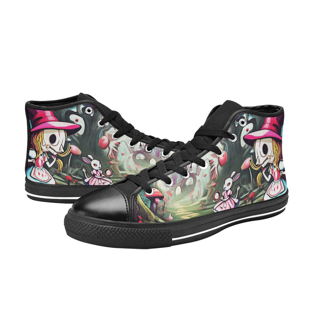 MEN'S Evil Wonderland World Men’S High Top Canvas Vibrant Chaos Custom Sneakers