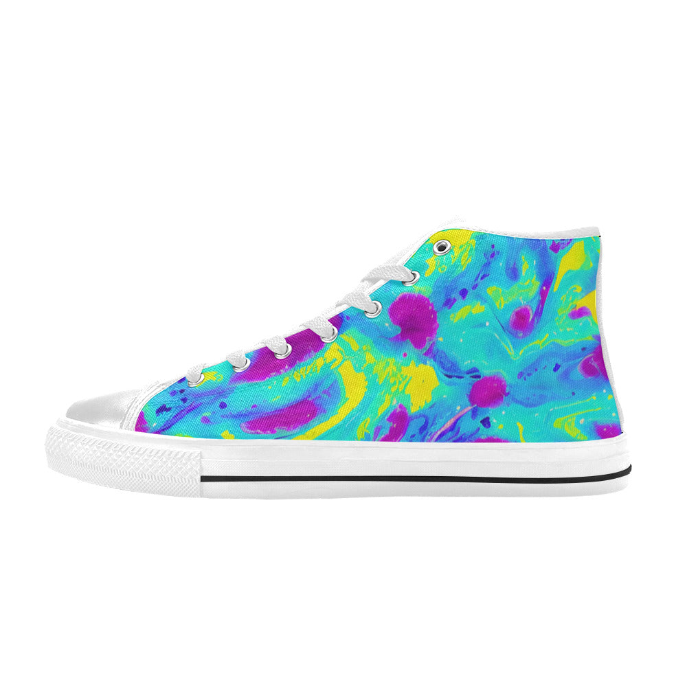 WOMEN'S Tie Dye Splash Retro High Top Canvas Neon Fantasy Shoes