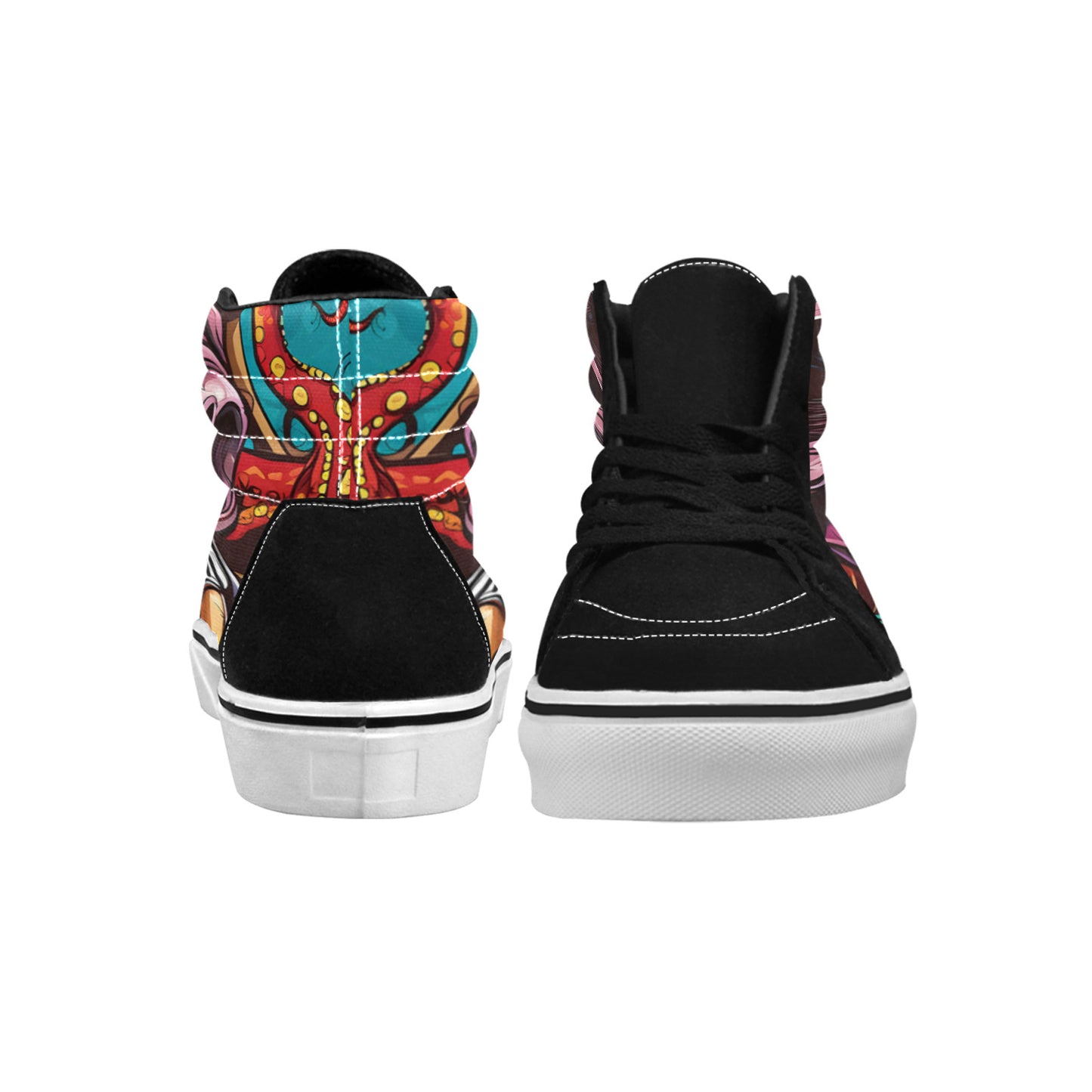 WOMEN'S Tentacles Skull High Top Skateboarding Grunge Sneakers