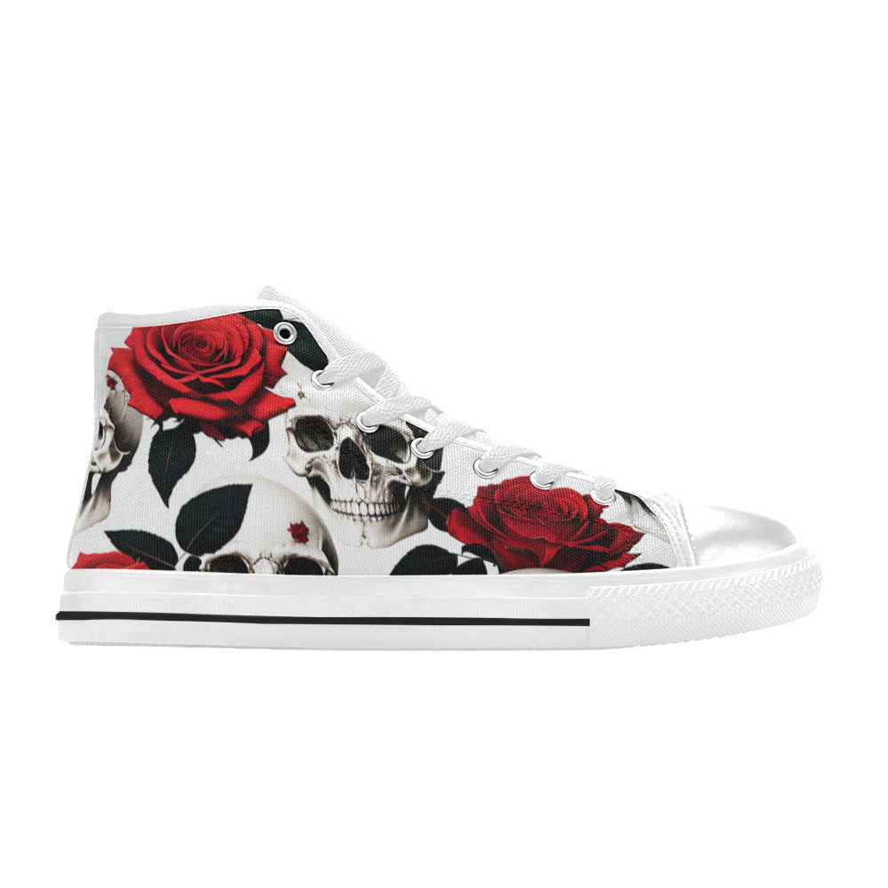 WOMEN'S Skulls Roses Deluxe 5 High Top Canvas Aesthetic Shoes