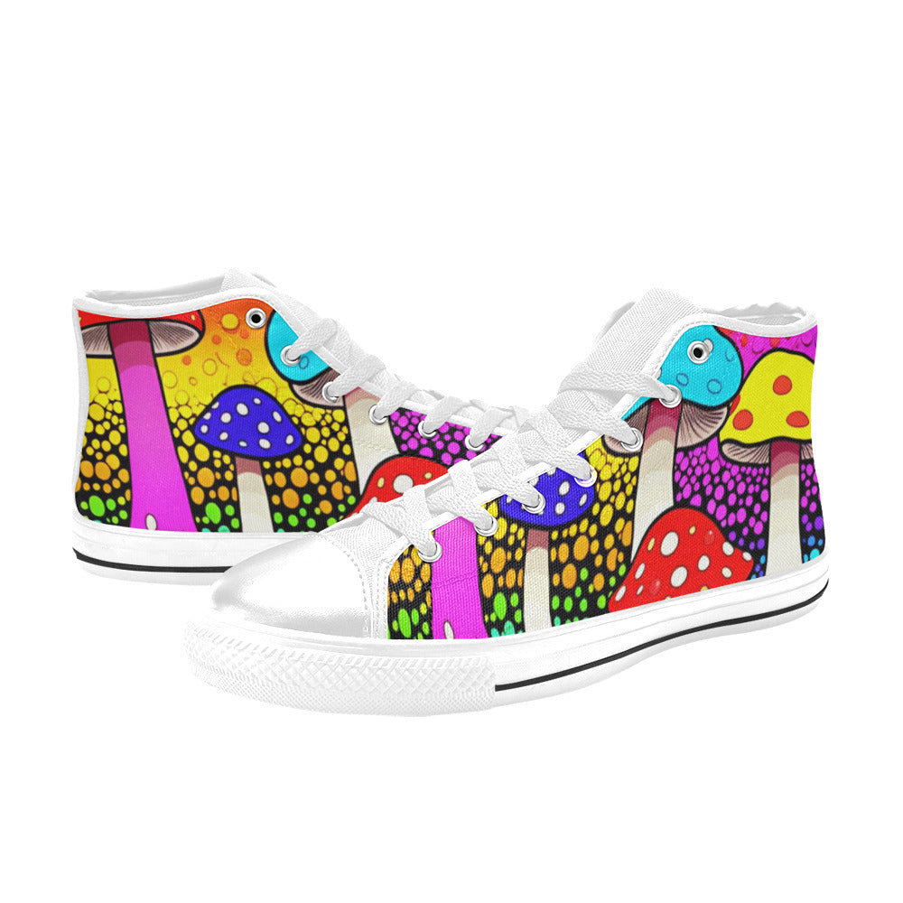 MEN'S Colorful Mushrooms Art Vibes High Top Canvas Vivid Shoes