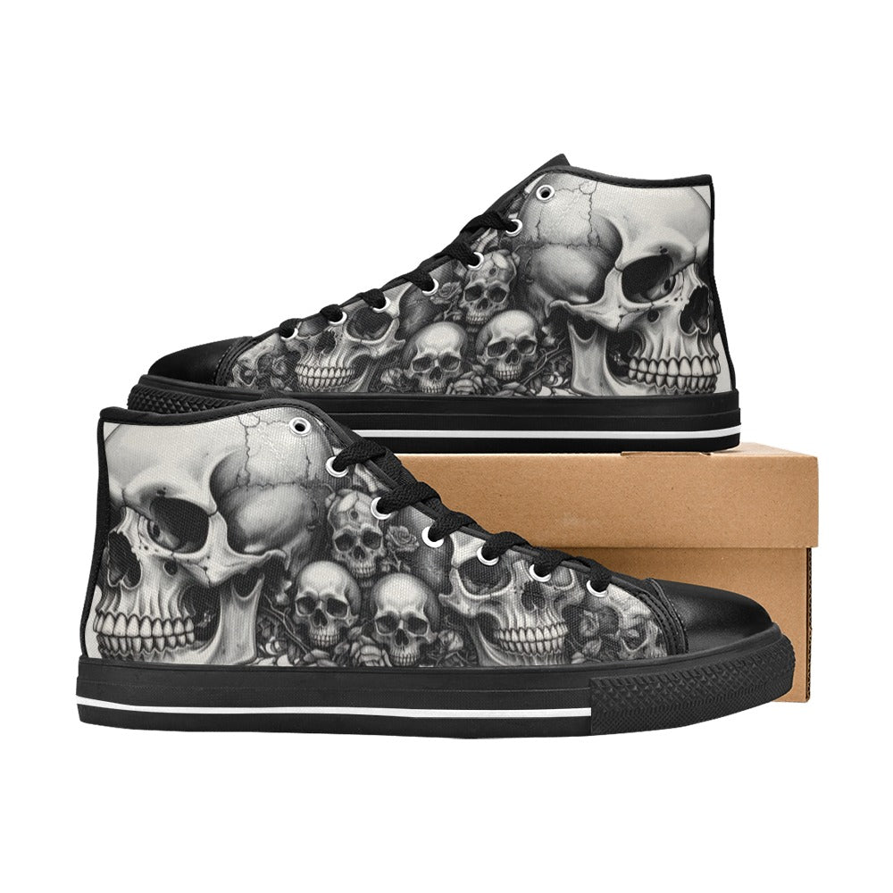Gothic Skull Rose Men's Dark Art Canvas High Top Shoes | Freaky Shoes®