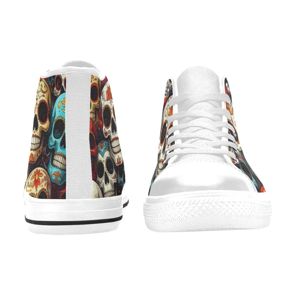 WOMEN'S Aggressive Comic Sugar Skull High Top Canvas Dreamcore Custom Shoes