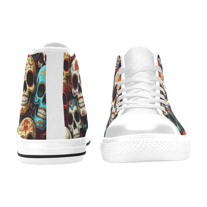 WOMEN'S Aggressive Comic Sugar Skull High Top Canvas Dreamcore Custom Shoes