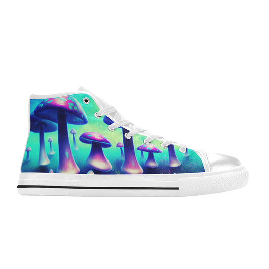 WOMEN'S Colorful Mushrooms Art Vibe High Top Canvas Surreal Custom Shoes