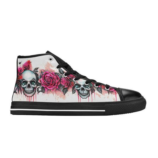 MEN'S Skulls Roses Deluxe 2 High Top Canvas Surreal Shoes