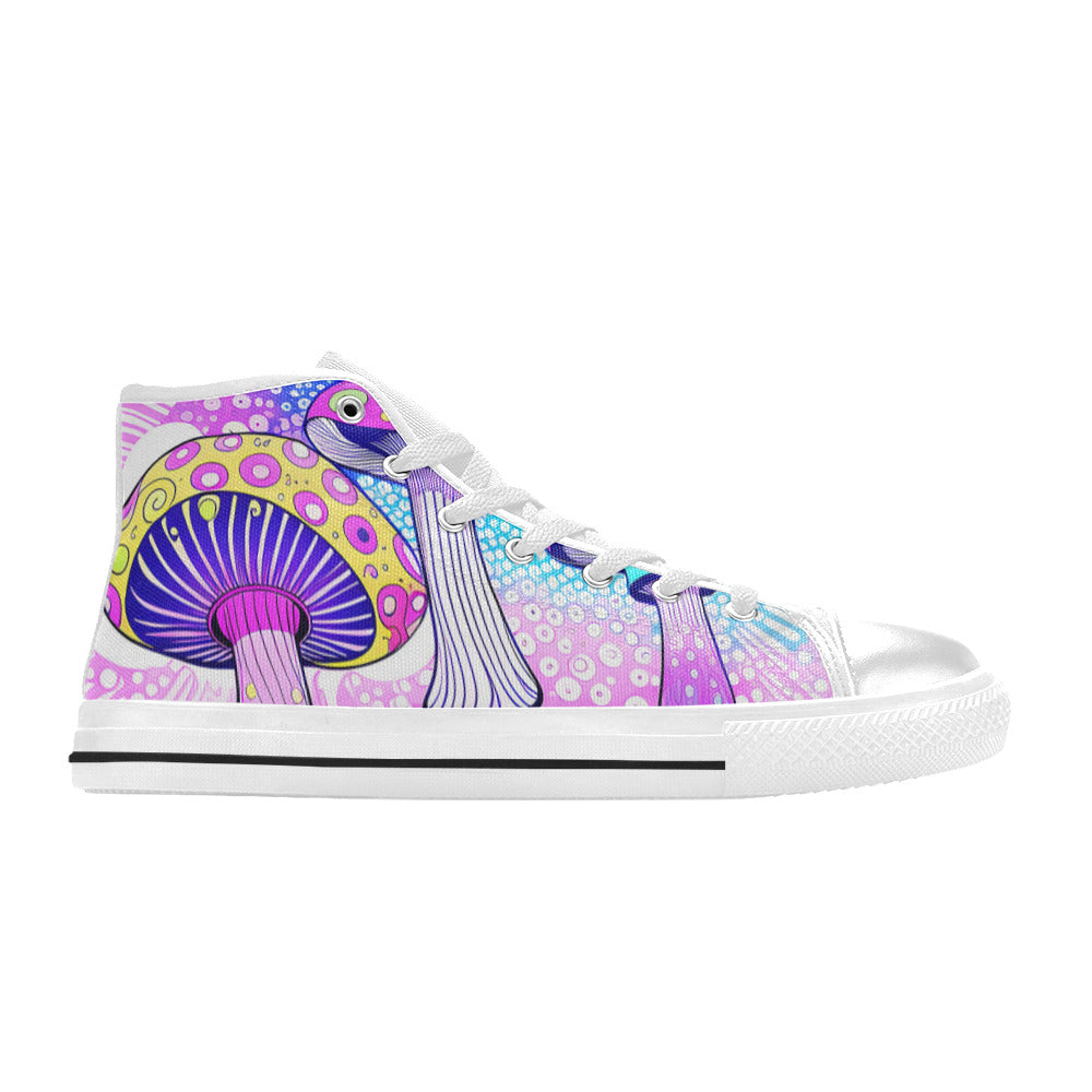 WOMEN'S Magic Mushrooms Art 2 High Top Canvas Dark Academia Custom Shoes