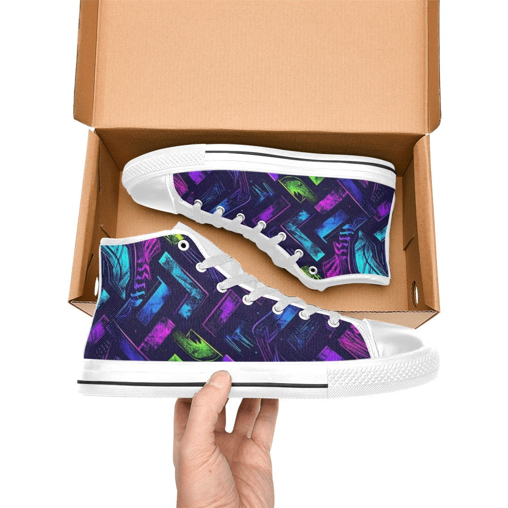 WOMEN'S Electric Houndstooth Dream 1 High Top Canvas Grunge Shoes
