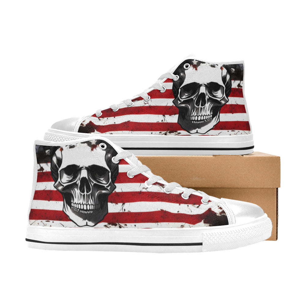 MEN'S Patriotic Skull Art Men’S High Top Canvas Wallpaper Art Sneakers