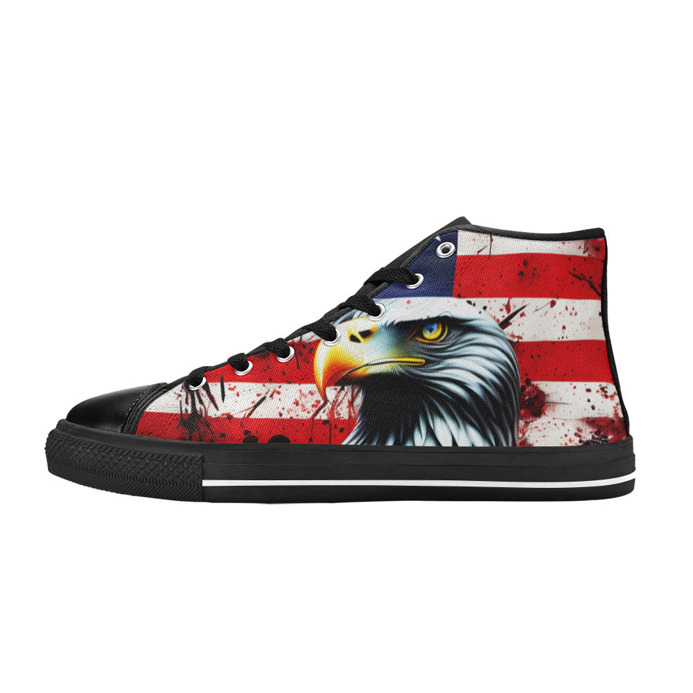 WOMEN'S Patriotic Eagle Distressed High Top Canvas Vibrant Chaos Shoes