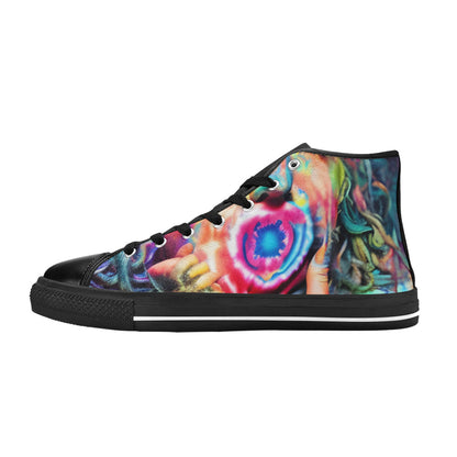 WOMEN'S Cc Tie Dye Woman High Top Canvas Vibrant Chaos Custom Shoes