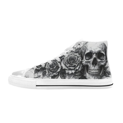 Gothic Dark Skull Art Men's High Top Canvas Shoes | Freaky Shoes®
