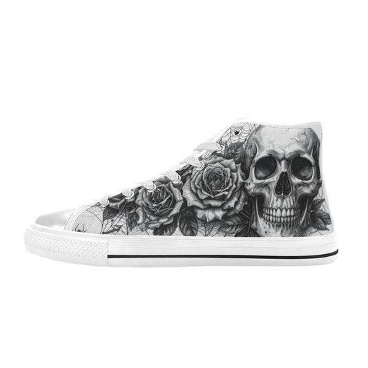 Gothic Dark Skull Art Men's High Top Canvas Shoes | Freaky Shoes®