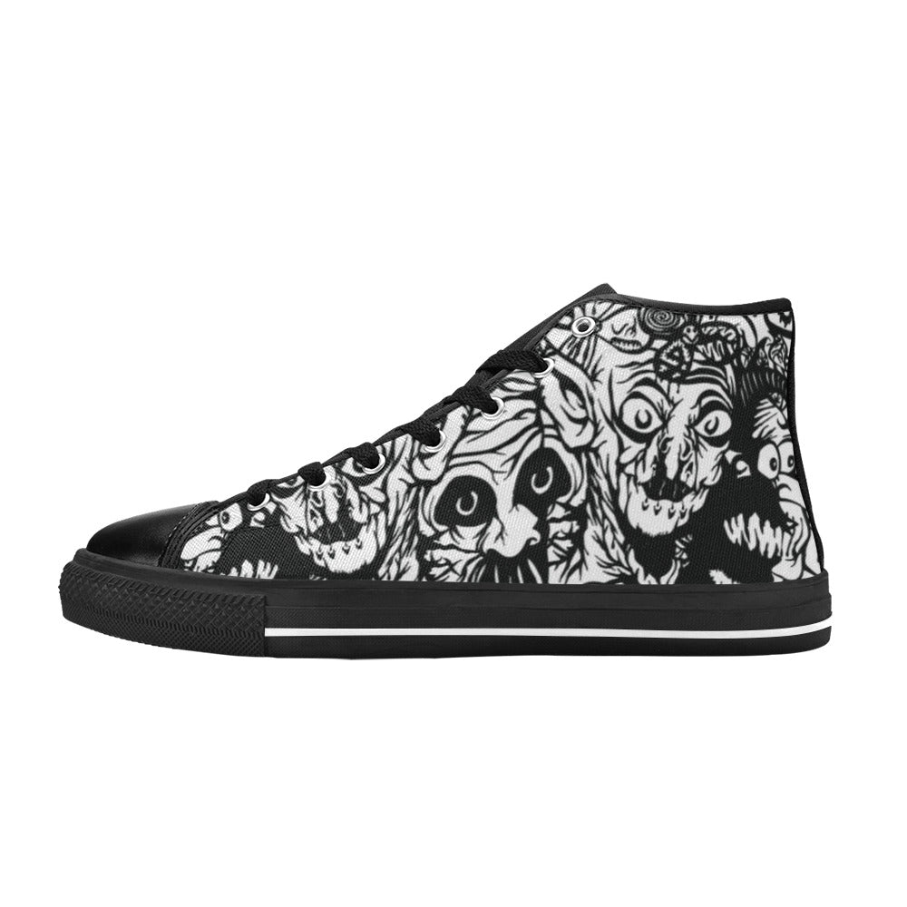 WOMEN'S Darkness Black Ink Art High Top Canvas Vivid Custom Shoes
