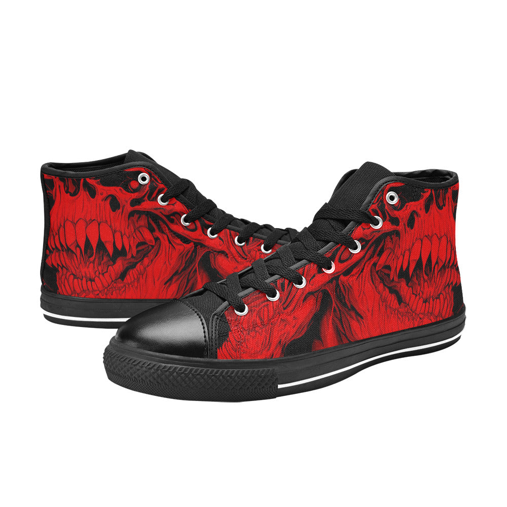 WOMEN'S Cc Demons Red High Top Canvas Neon Fantasy Custom Sneakers