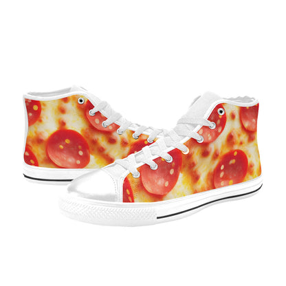 WOMEN'S Cc Pepperoni Pizza Cheese High Top Canvas Neon Fantasy Custom Shoes
