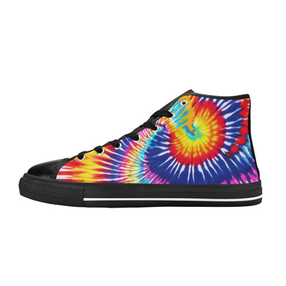 WOMEN'S Tie Dye Splash High Top Canvas Vibrant Chaos Shoes