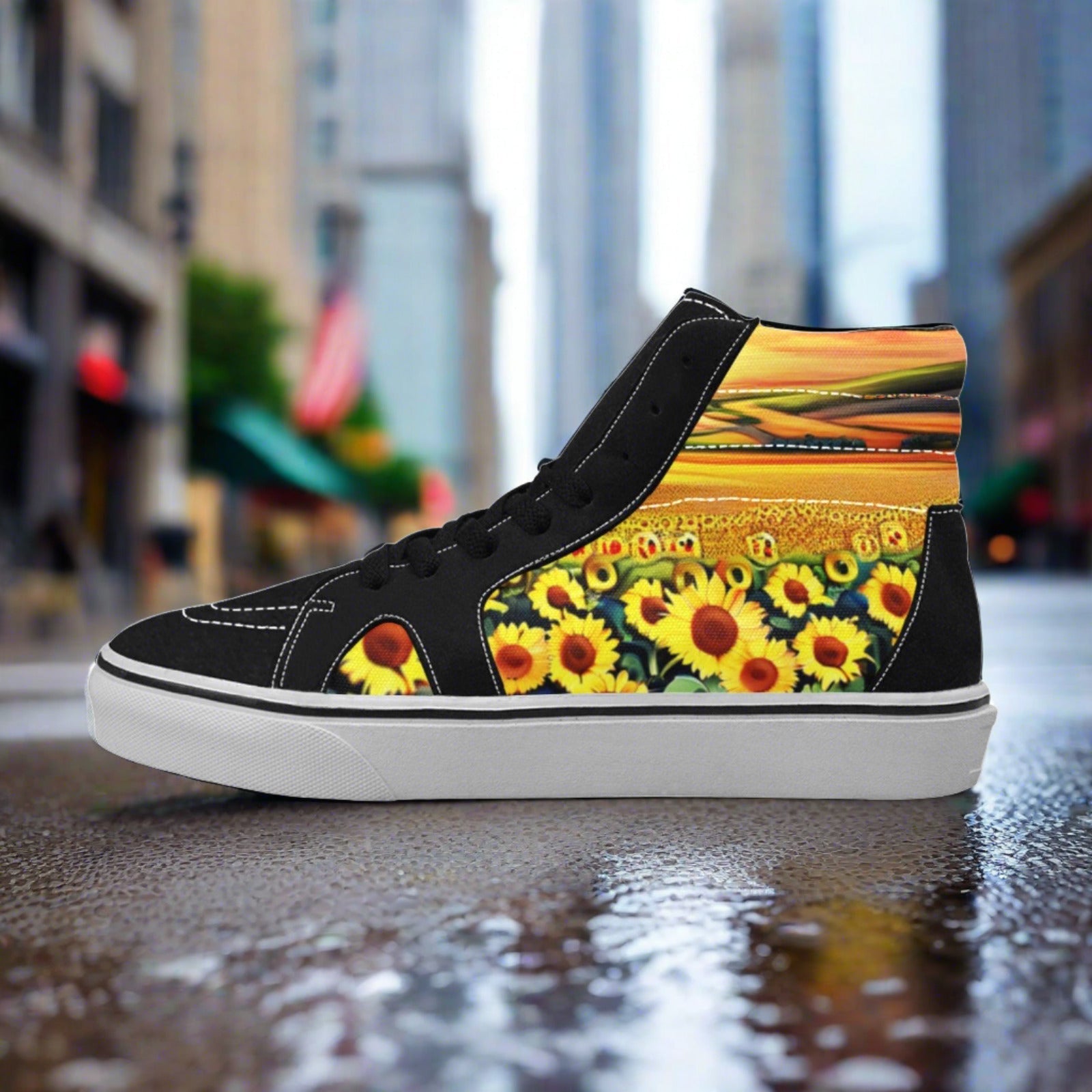 Cherry Blossom Green Emerald Vivid WOMEN Bold Art - Freaky Shoes | Custom Art Sneakers