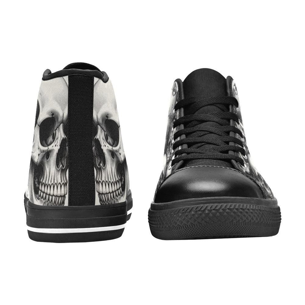 Dark Rose Gothic Skull Men's Art Canvas Shoes | Freaky Shoes®
