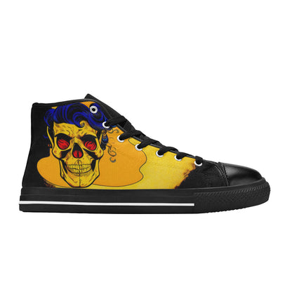 MEN'S Cc Retro Skull Art High Top Canvas Aesthetic Custom Sneakers