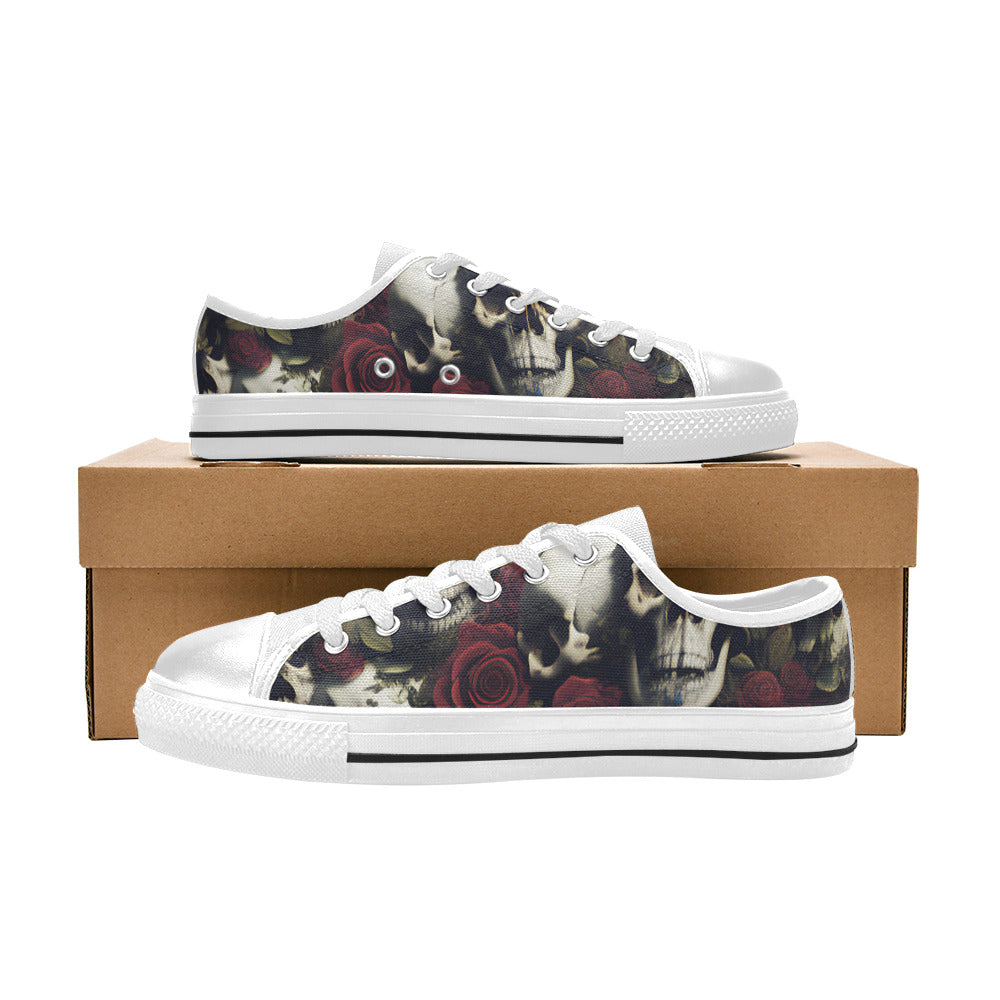 WOMEN'S Rose Skulls Dark Canvas Neon Fantasy Sneakers