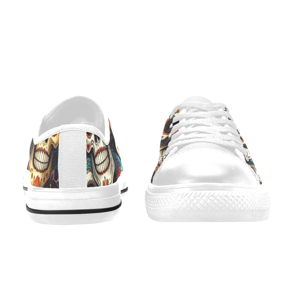 WOMEN'S Aggressive Comic Sugar Skull Low Top Canvas Aesthetic Sneakers